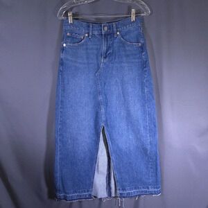 GAP Denim Maxi Skirt Medium Indigo Wash Modest Western Boho Size 26 Petite‎